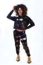 Load image into Gallery viewer, Black crop top hoodie and jogger set
